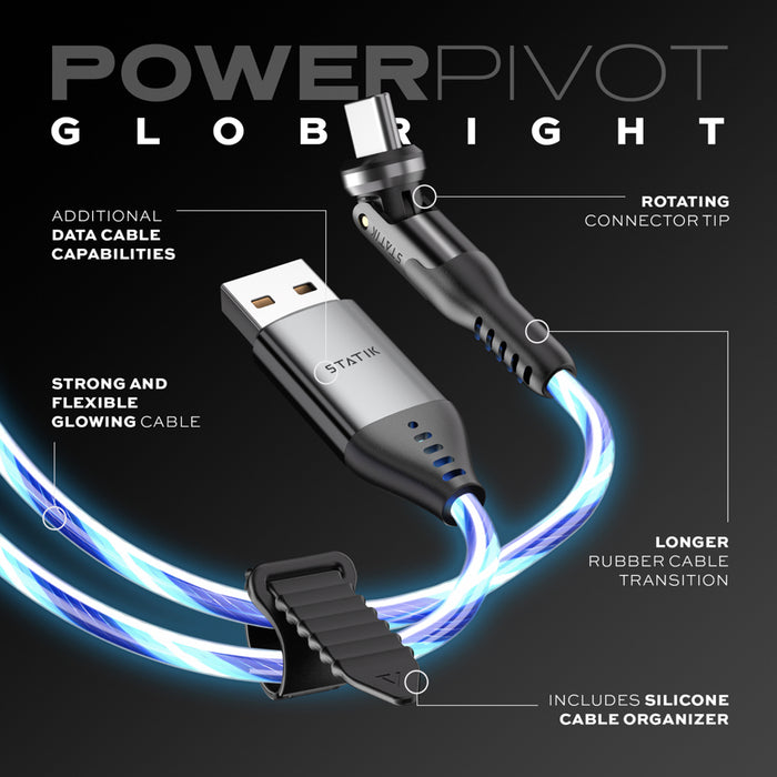 สายชาร์จ Statik PowerPivot, Glowing LED, USB-A to USB-C ความยาว 2 เมตร