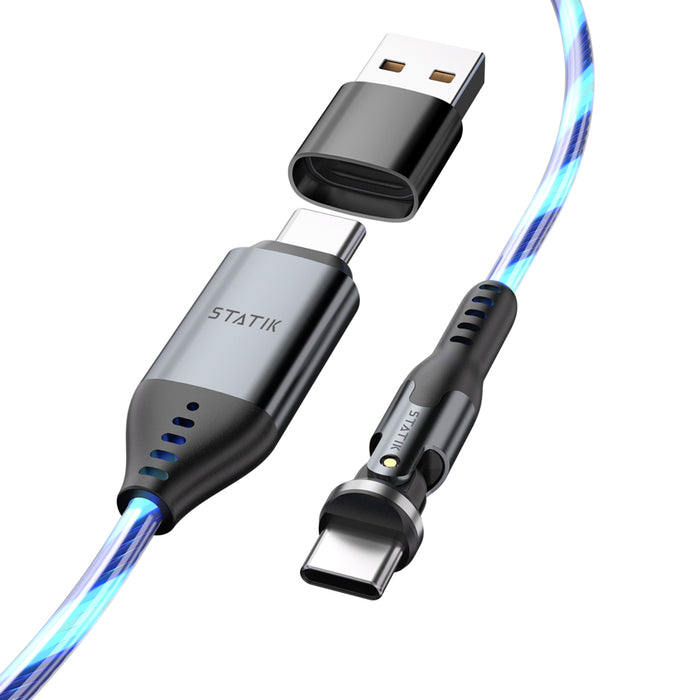 สายชาร์จ Statik PowerPivot, Glowing LED, USB-C to USB-C ความยาว 1 เมตร