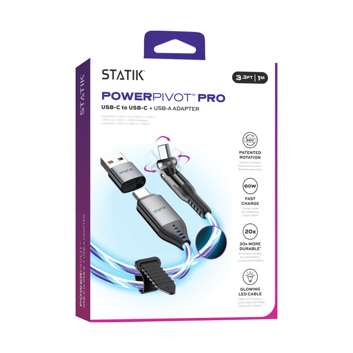 สายชาร์จ Statik PowerPivot, Glowing LED, USB-C to USB-C ความยาว 1 เมตร