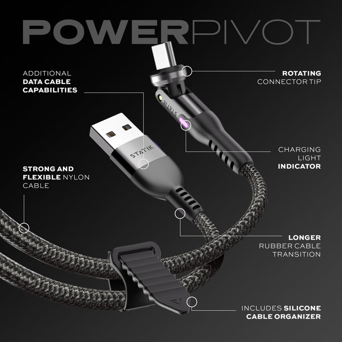 สายชาร์จ Statik PowerPivot Nylon Braided, USB-A to USB-C (2 เมตร)