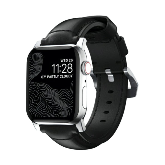 สายนาฬิกาหนัง Traditional สำหรับ Apple Watch 42/44mm BK สี Silver Buckle