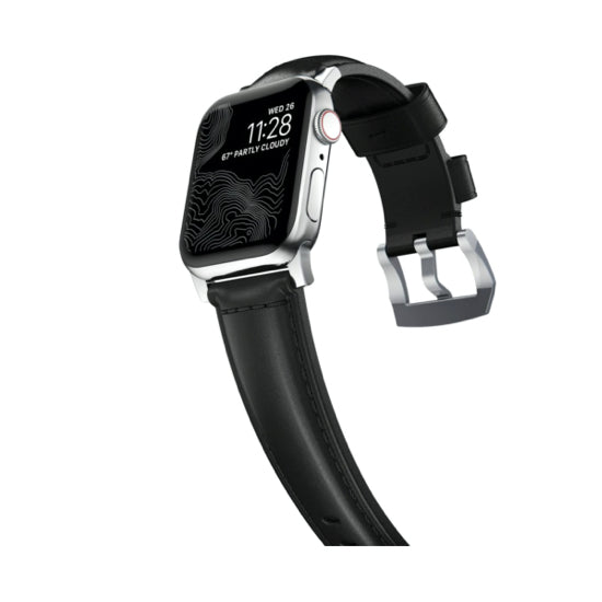 สายนาฬิกาหนัง Traditional สำหรับ Apple Watch 42/44mm BK สี Silver Buckle