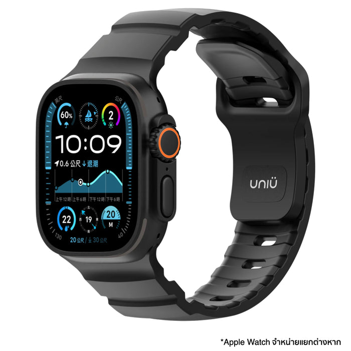 สาย UNIU Titan Strap สำหรับ Apple Watch ดีไซน์สาย FKM Fluororubber ระบายอากาศได้ ใส่สบาย เหมาะกับสายลุยและผิวแพ้ง่าย